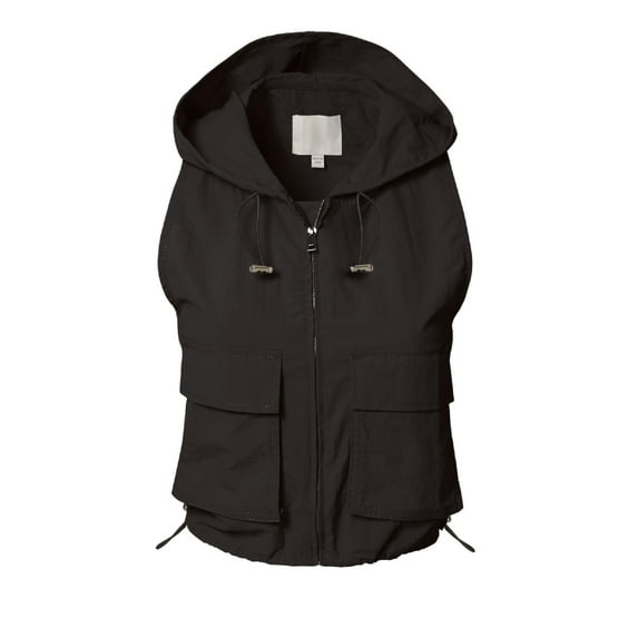 MixMatchy Women's Lightweight Zip Vest Jacket Outdoor Hooded Windbreaker Vest With Utility Pockets