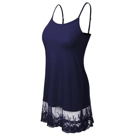 MixMatchy Women's Long Line Cami with Lace Extender Camisole Tank Top