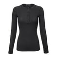 thumbnail image 1 of MixMatchy Women's Long Sleeve Eight Button Closure Henley Thermal Knit Top, 1 of 5