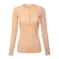 thumbnail image 1 of MixMatchy Women's Long Sleeve Eight Button Closure Henley Thermal Knit Top, 1 of 5