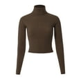 thumbnail image 1 of MixMatchy Women's Long Sleeve Turtle Neck Fitted Crop Ribbed Knit Sweater, 1 of 7