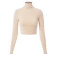 thumbnail image 1 of MixMatchy Women's Long Sleeve Turtle Neck Rib Knit Crop Top, 1 of 7