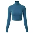 thumbnail image 1 of MixMatchy Women's Long Sleeve Turtle Neck Rib Knit Crop Top, 1 of 7