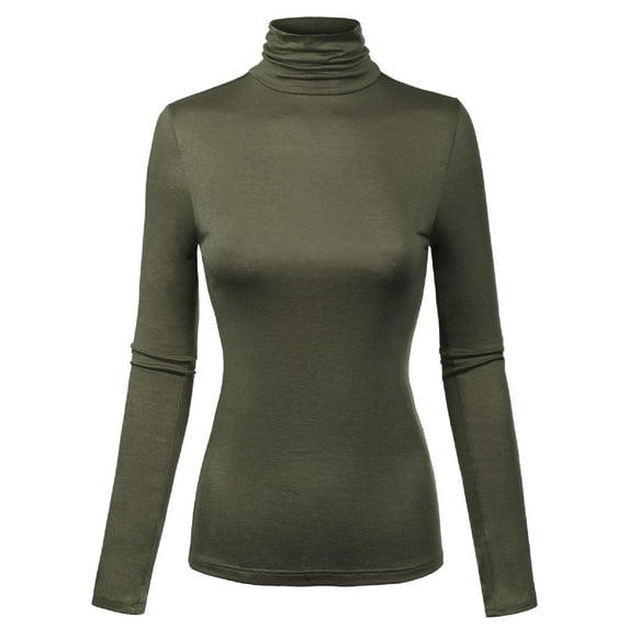 MixMatchy Women's Long Sleeve Turtleneck Lightweight Pullover Slim Fit Top