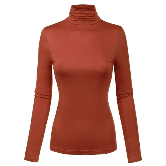MixMatchy Women's Long Sleeve Turtleneck Lightweight Pullover Slim Fit Top