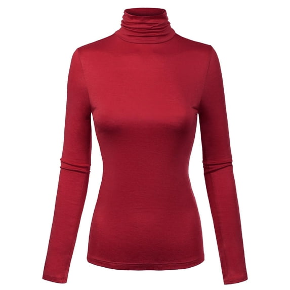 MixMatchy Women's Long Sleeve Turtleneck Lightweight Pullover Slim Fit Top