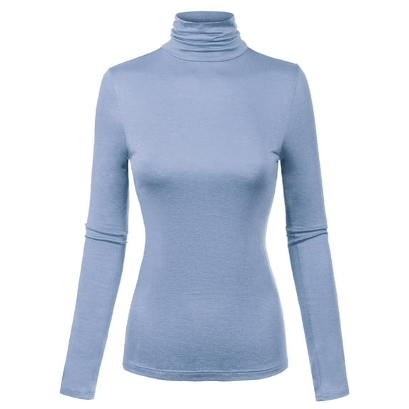 MixMatchy Women's Long Sleeve Turtleneck Lightweight Pullover Slim Fit Top