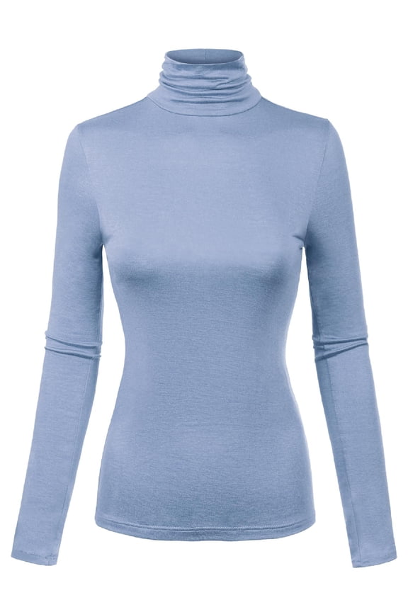 Women's Long Sleeve Turtleneck Lightweight Pullover Slim Fit Top