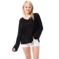 thumbnail image 1 of MixMatchy Women's Long Sleeve V Neck Ribbed Fishnet Knit Pullover Top, 1 of 5