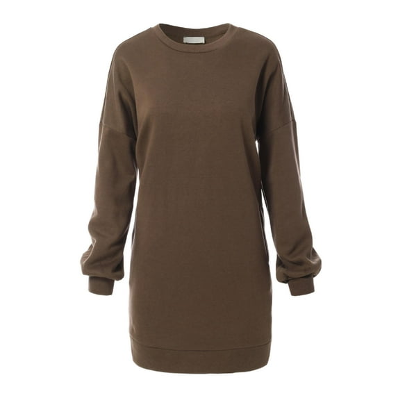 MixMatchy Women's Oversized Round Neck Tunic Sweatshirt with Side Pocket