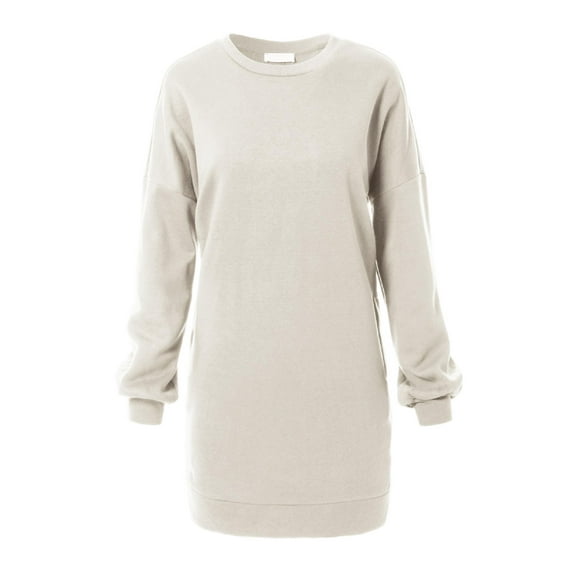 MixMatchy Women's Oversized Round Neck Tunic Sweatshirt with Side Pocket