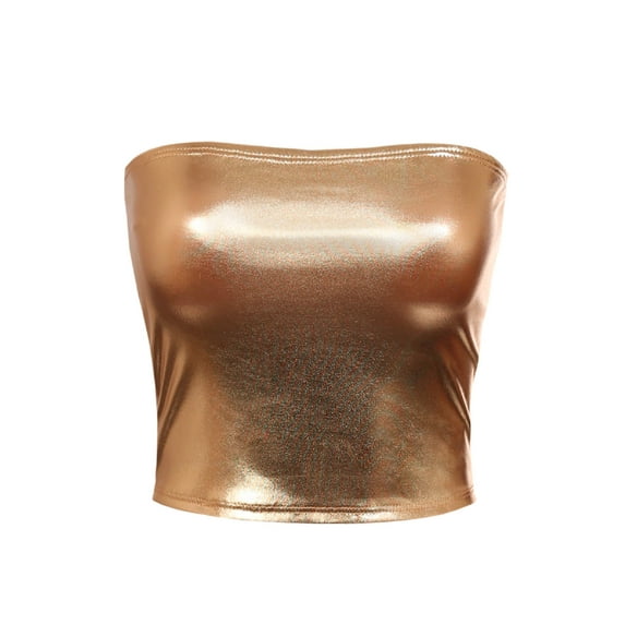 MixMatchy Women's PU Cropped Lightweight Tube Top