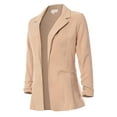 thumbnail image 1 of MixMatchy Women's Ruched 3/4 Sleeve Buttonless Stretchy Blazer, 1 of 6