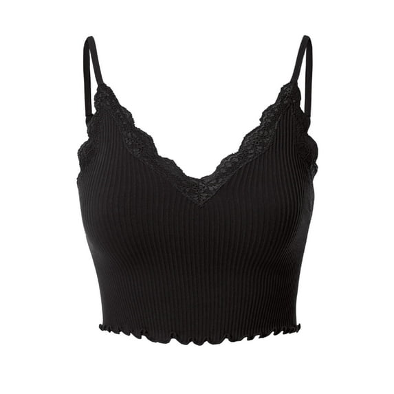 MixMatchy Women's Scallop Lace Trim Crop Cami Top Bralette