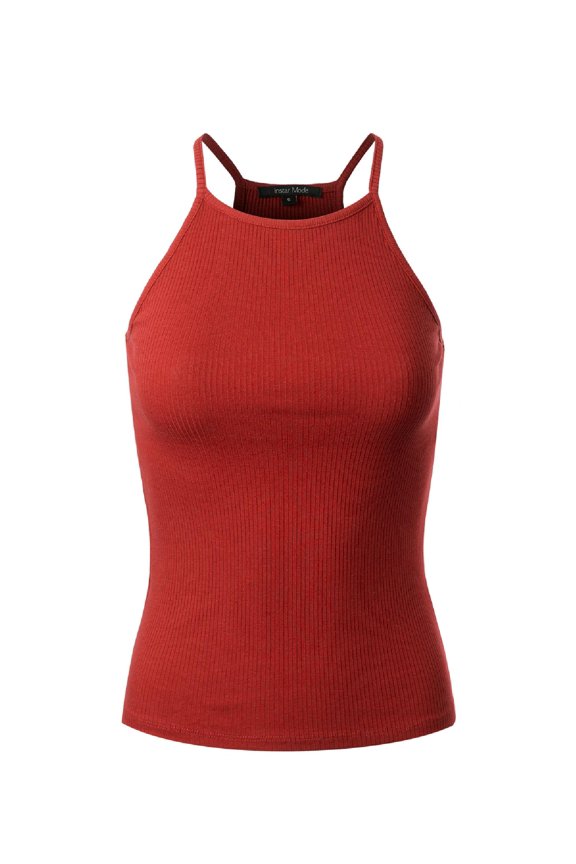 Women's Simple Casual Basic Active High Neck Ribbed Tank Top