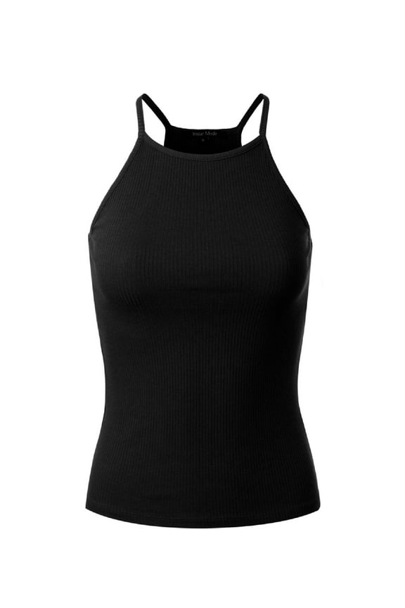 Women's Simple Casual Basic Active High Neck Ribbed Tank Top