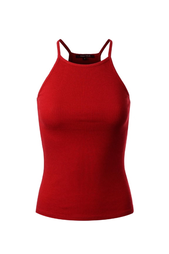Women's Simple Casual Basic Active High Neck Ribbed Tank Top