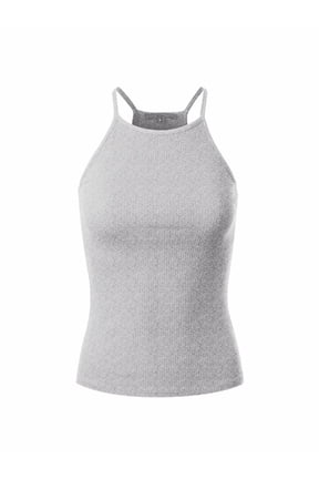 Women's Simple Casual Basic Active High Neck Ribbed Tank Top