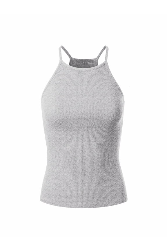 Women's Simple Casual Basic Active High Neck Ribbed Tank Top
