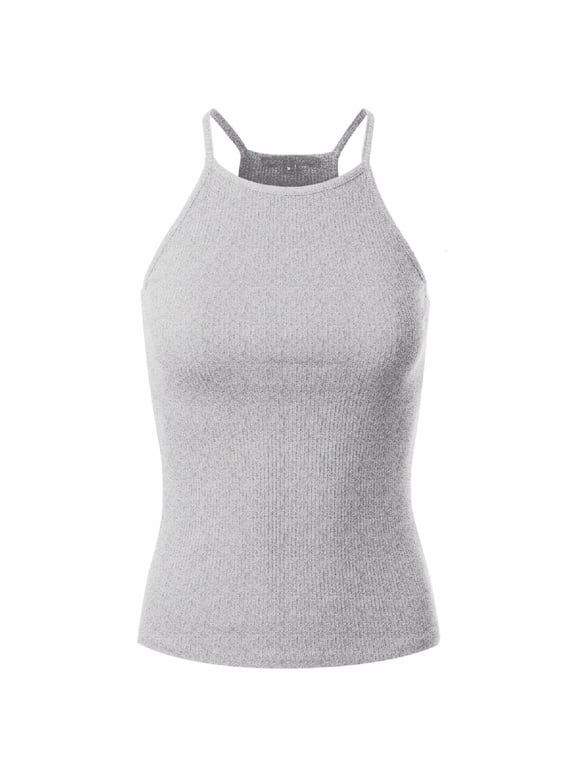 Women's Simple Casual Basic Active High Neck Ribbed Tank Top