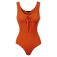 thumbnail image 1 of MixMatchy Women's Sleeveless Lace Up Rib Knit Sexy Leotard Bodysuit, 1 of 3