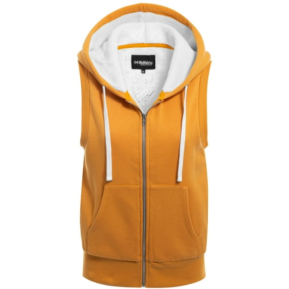 MixMatchy Women's Sleeveless Sherpa Lining Zip Up Cozy Vest