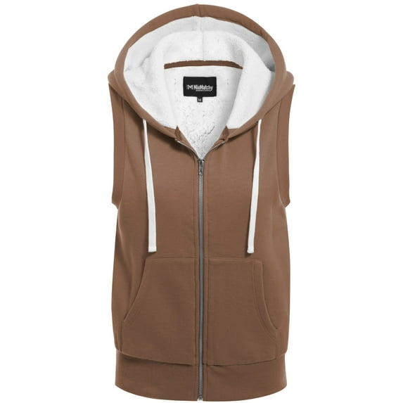 MixMatchy Women's Sleeveless Sherpa Lining Zip Up Cozy Vest