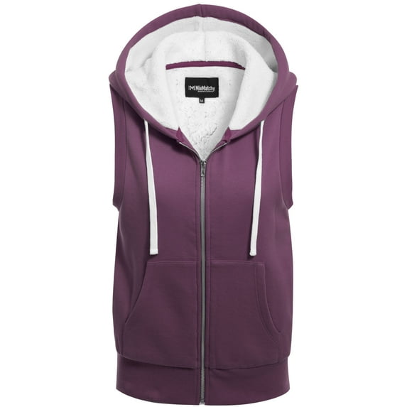 MixMatchy Women's Sleeveless Sherpa Lining Zip Up Cozy Vest