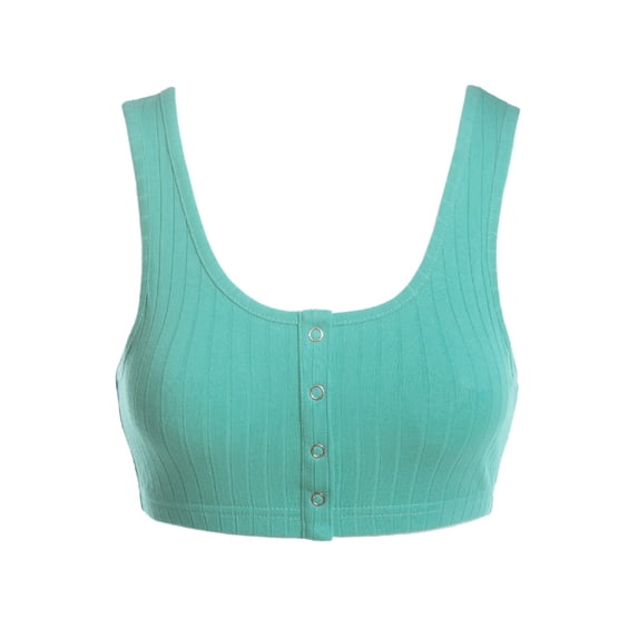 MixMatchy Women's Snap Button Detailed Ribbed Pattern Tank Top