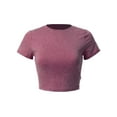 thumbnail image 1 of MixMatchy Women's Solid Casual Short Sleeve Round Neck Crop Top, 1 of 7