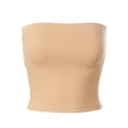thumbnail image 1 of MixMatchy Women's Solid Casual Summer Side Shirring Scrunched Double Layered Tube Top, 1 of 6