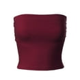 thumbnail image 1 of MixMatchy Women's Solid Casual Summer Side Shirring Scrunched Double Layered Tube Top, 1 of 6