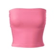 thumbnail image 1 of MixMatchy Women's Solid Casual Summer Side Shirring Scrunched Double Layered Tube Top, 1 of 6