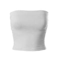 thumbnail image 1 of MixMatchy Women's Solid Casual Summer Side Shirring Scrunched Double Layered Tube Top, 1 of 6