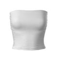 thumbnail image 1 of MixMatchy Women's Solid Casual Summer Side Shirring Scrunched Double Layered Tube Top, 1 of 6