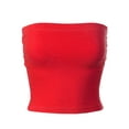 thumbnail image 1 of MixMatchy Women's Solid Casual Summer Side Shirring Scrunched Double Layered Tube Top, 1 of 6