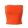 thumbnail image 1 of MixMatchy Women's Solid Casual Summer Side Shirring Scrunched Double Layered Tube Top, 1 of 6