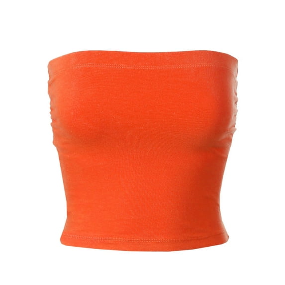 MixMatchy Women's Solid Casual Summer Side Shirring Scrunched Double Layered Tube Top