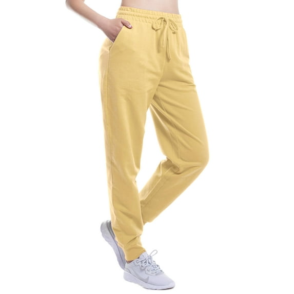 MixMatchy Women's Solid French Terry Cozy Jogger Sweatpants