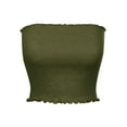thumbnail image 1 of MixMatchy Women's Solid Ruffled Edge Ribbed Crop Tube Top, 1 of 4