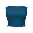 thumbnail image 1 of MixMatchy Women's Solid Ruffled Edge Ribbed Crop Tube Top, 1 of 4
