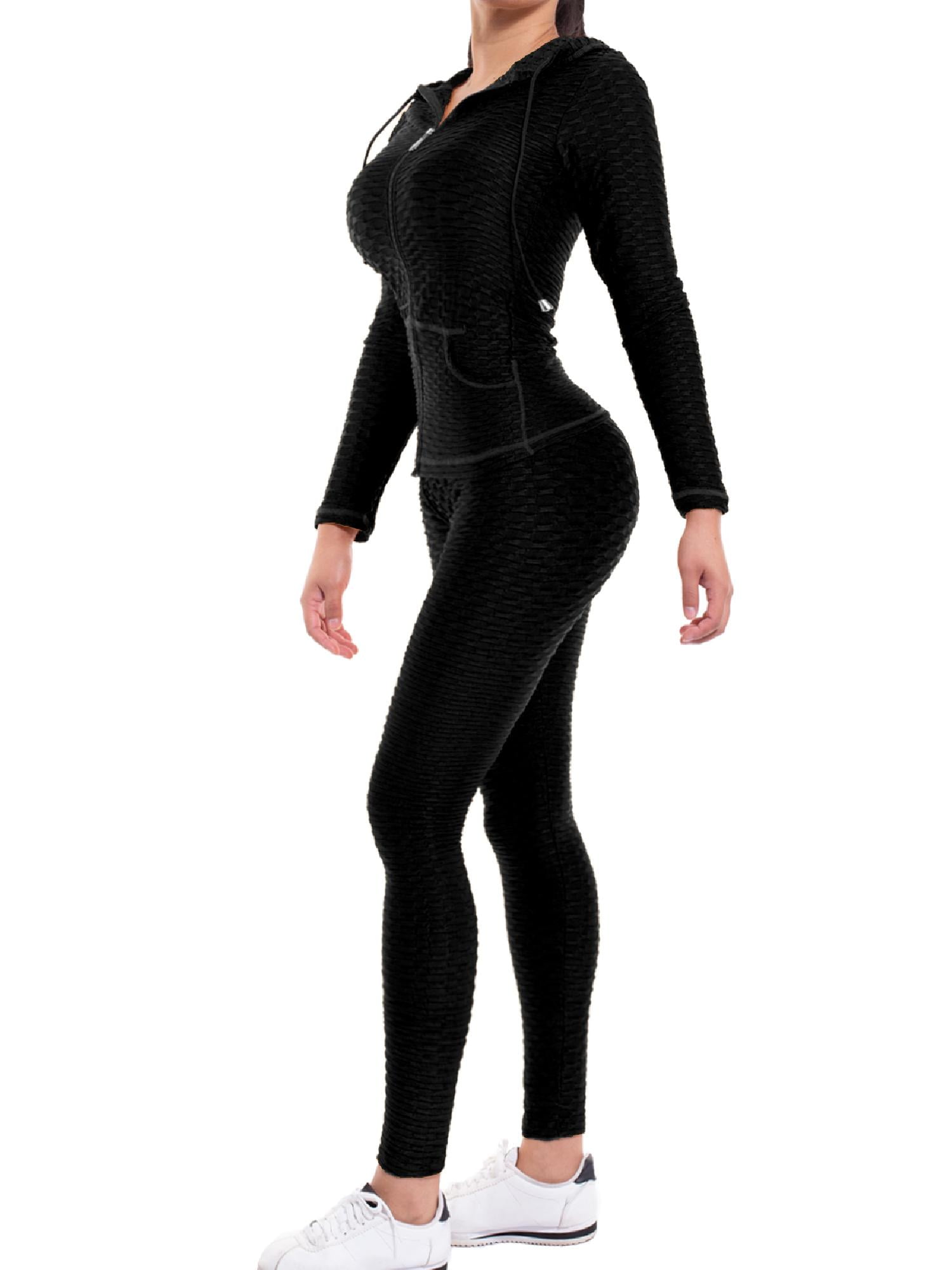 MixMatchy Women's Solid Scrunch Butt Active Leggings Zip Up