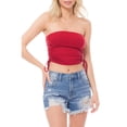 thumbnail image 1 of MixMatchy Women's Solid Side Drawstring Knit Tube Top, 1 of 4