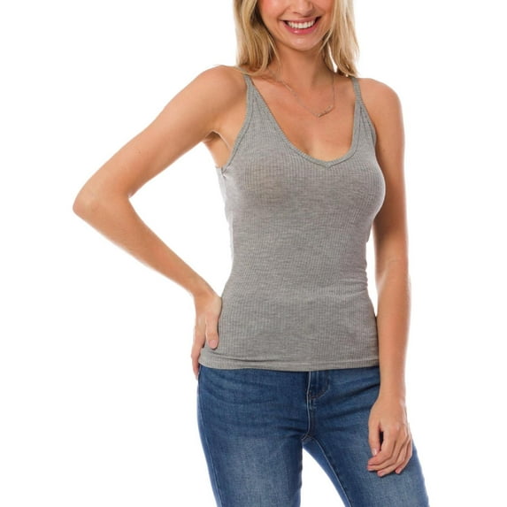 MixMatchy Women's Solid Sleeveless Rib Knit Scoop Neck Stretch Tank Top