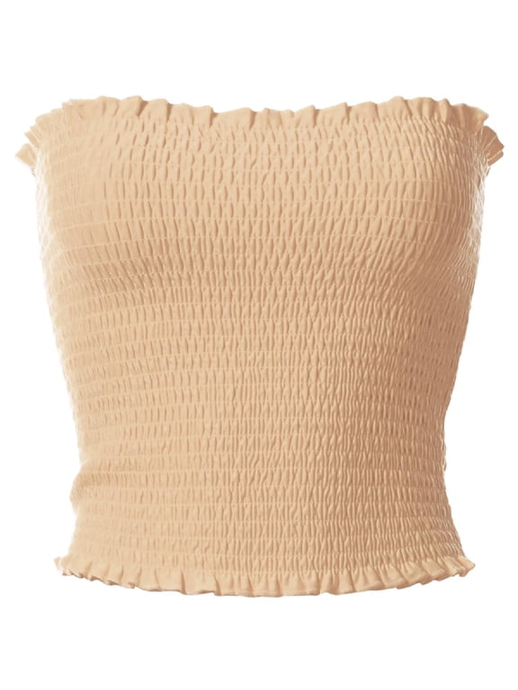 Women's Solid Smocked Tube Top