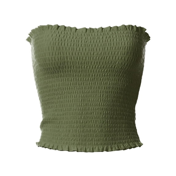 MixMatchy Women's Solid Smocked Tube Top