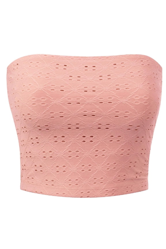 Women's Solid Textured Knit Bandeau Tube Crop Top