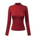 thumbnail image 1 of MixMatchy Women's Solid Tight Fit Lightweight Long Sleeves Mock Neck Top, 1 of 3