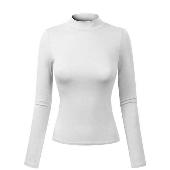 MixMatchy Women's Solid Tight Fit Lightweight Long Sleeves Mock Neck Top