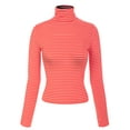 thumbnail image 1 of MixMatchy Women's Tight Fit Lightweight Solid/Stripe Long Sleeves Turtle Neck Top, 1 of 5